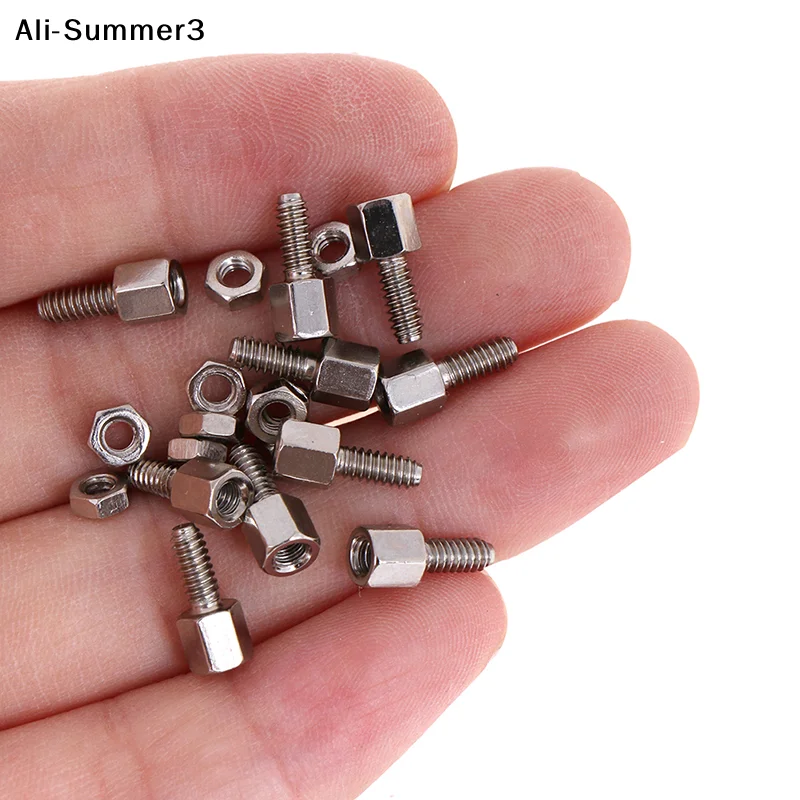 【YY】10 Sets(Stud Bolt +Nut Screw=1 Set) 2025 New 5+7mm Header Plate Bracket Stud Bolt & Nut Nuts Screw D-Sub VGA serial