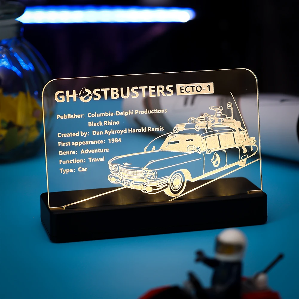 LED Light Acrylic Display Plate Nameplate For 10274 ECTO-1 Creator Ghost Busters not Inlclude the Block Model