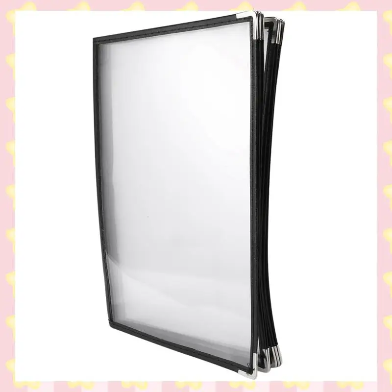 

AB51 3X Transparent Restaurant Menu Covers For A4 Size Book Style Cafe Bar 6 Pages 12 View