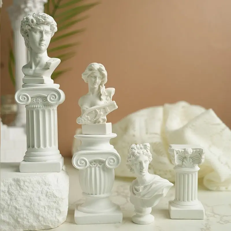 Minimalist White Simulated Roman Columns, Mini Plaster Figures, Resin Ornaments, Home Decoration, Ins-style Photo Props