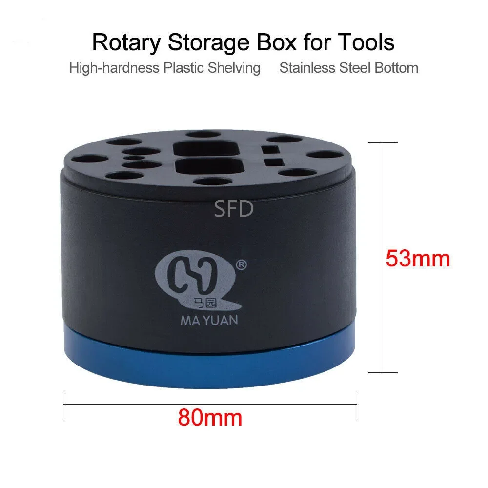 360 Rotating Staniless Steel Base Storage Box Screwdriver Tweezers Repair Tools Deposit Desktop Organizer Storage Rack