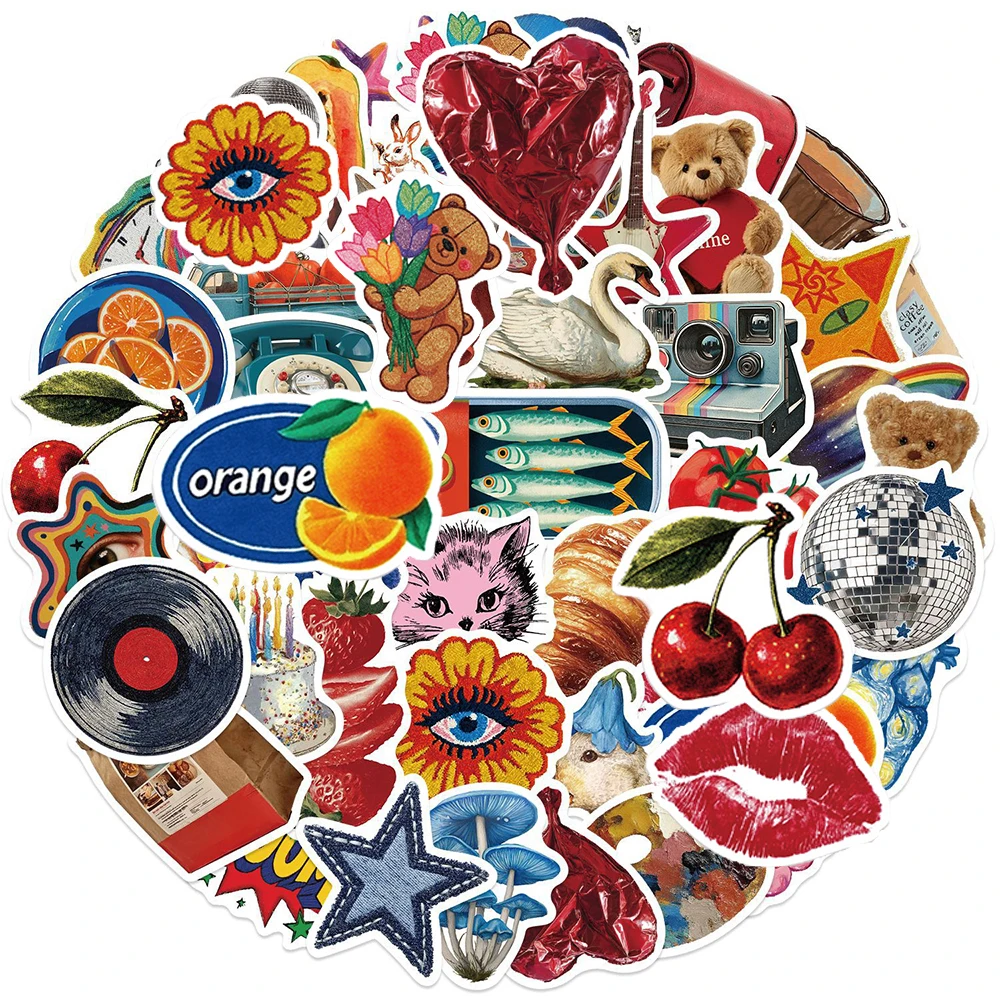 10/30/50pcs Vintage Cool Y2K Aesthetic Stickers INS Style Art Pattern Sticker Luggage Notebook Phone Bike Graffiti Decals Decor
