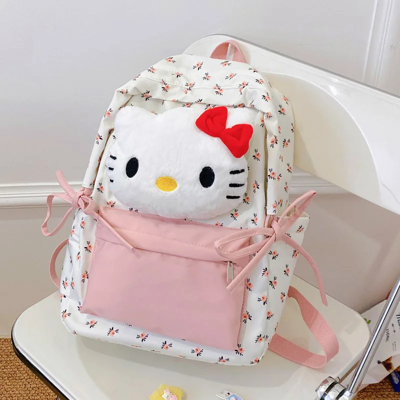 Sanrio hello kitty bonito e doce estudante mochila dos desenhos animados impressão leve e simples mochila de grande capacidade