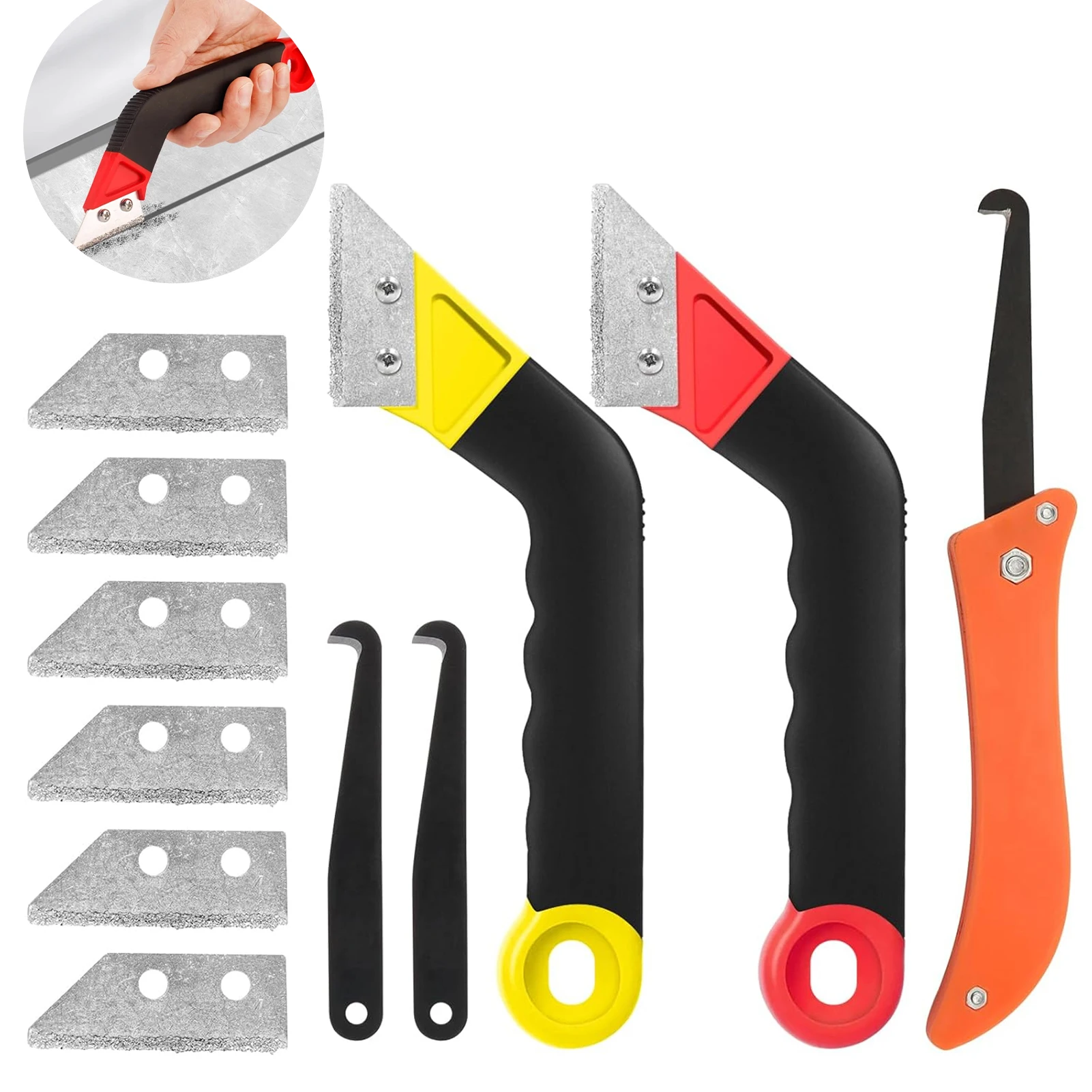 11pcs Grout Removal Tool Kit 2 Tile Grout Saws with 6 Extra Blades Set Ideal for Tile Cleaning &  Repair