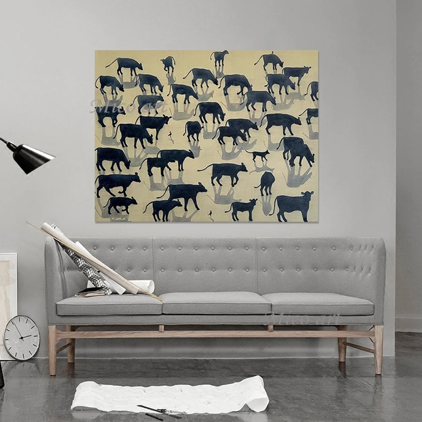 Animal Oil Paintings Frameless Large Size Modern Horse Abstract Design Textured Canvas Roll Picture Acrylic Art Wall Decoration