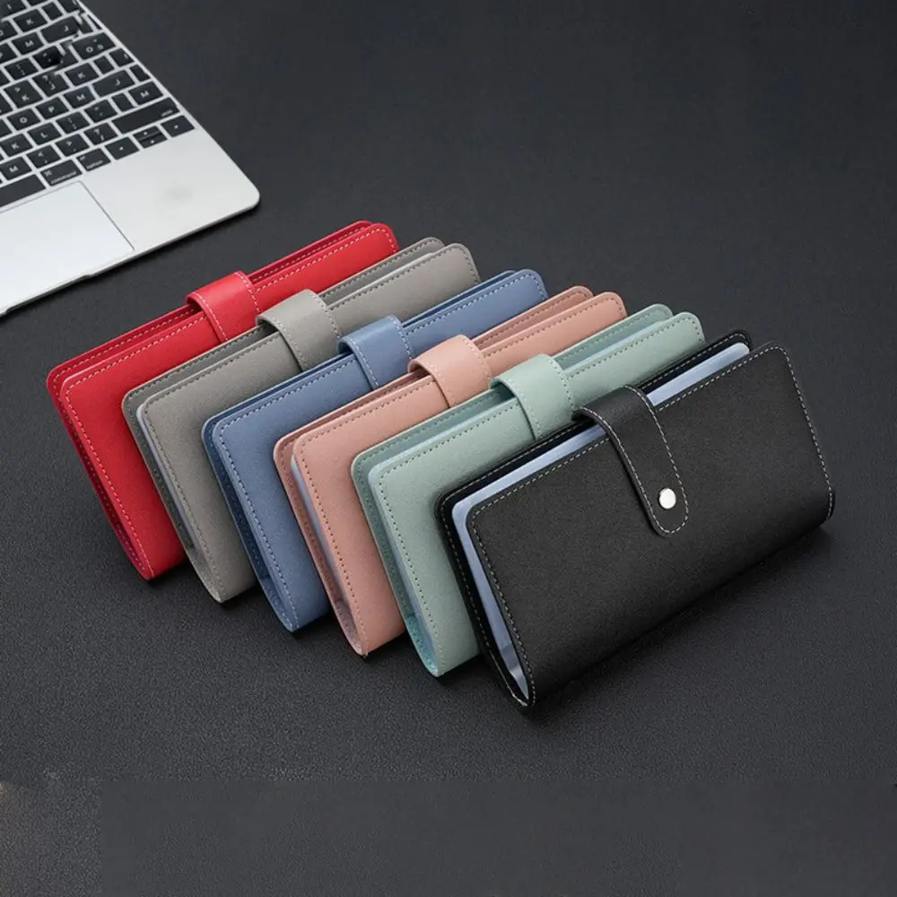 96 Bits Solid Color Card Bag Savings Challenge Book Money Saving Binder Book PU Leather Card Bag Large Capacity Korean Style