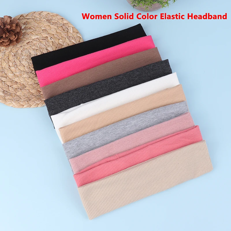 Women Solid Color Elastic Headband Soft Sports Yoga Sweatband Headwrap Wide Makeup Hairband Fashion Simple Hair Accessories