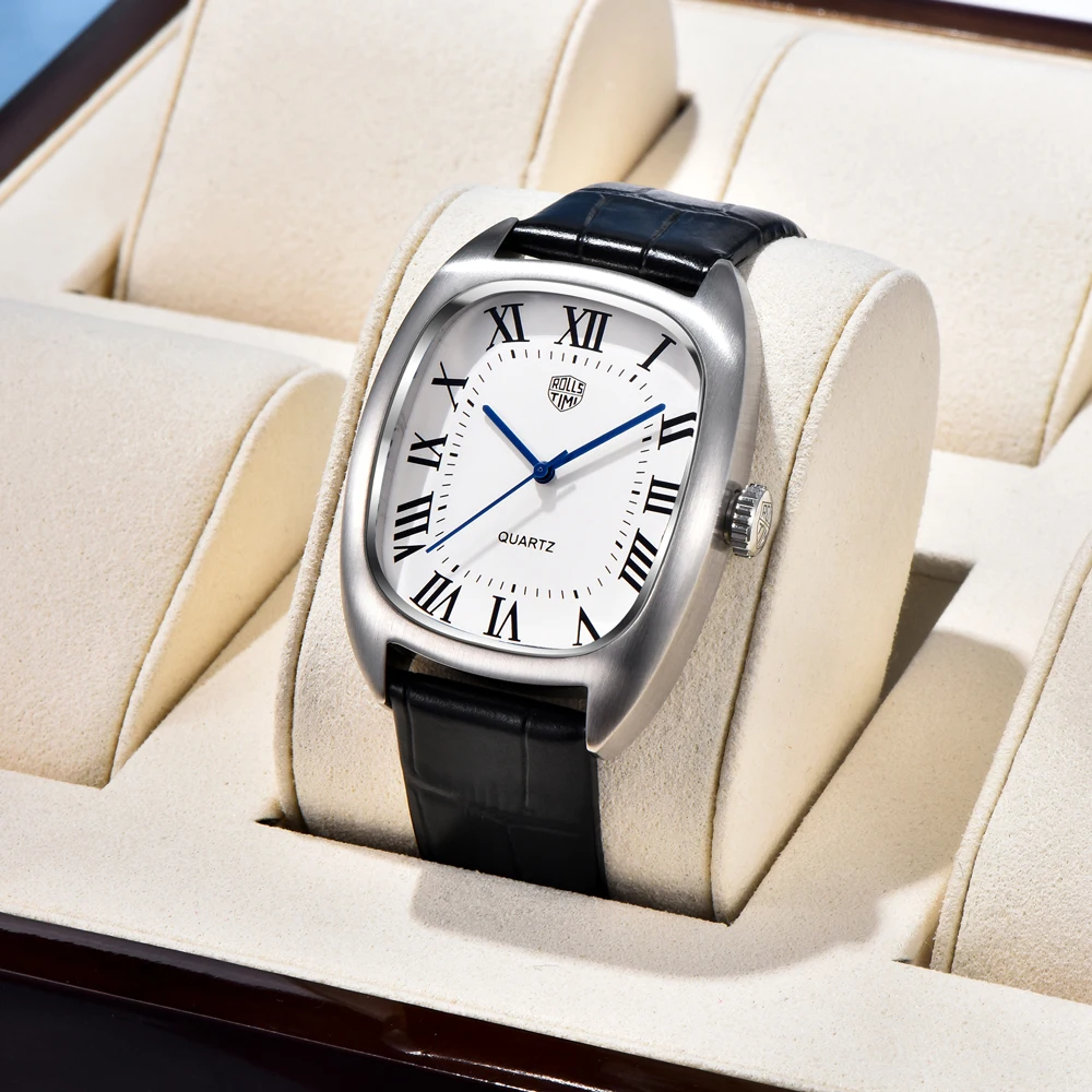 RollsTimi 2026 جديد ساعات كوارتز رجالية 36 مللي متر حزام الساعات الجلدية الكلاسيكية الأعمال ساعة معصم للرجل ساعة رياضية مقاومة للماء #3