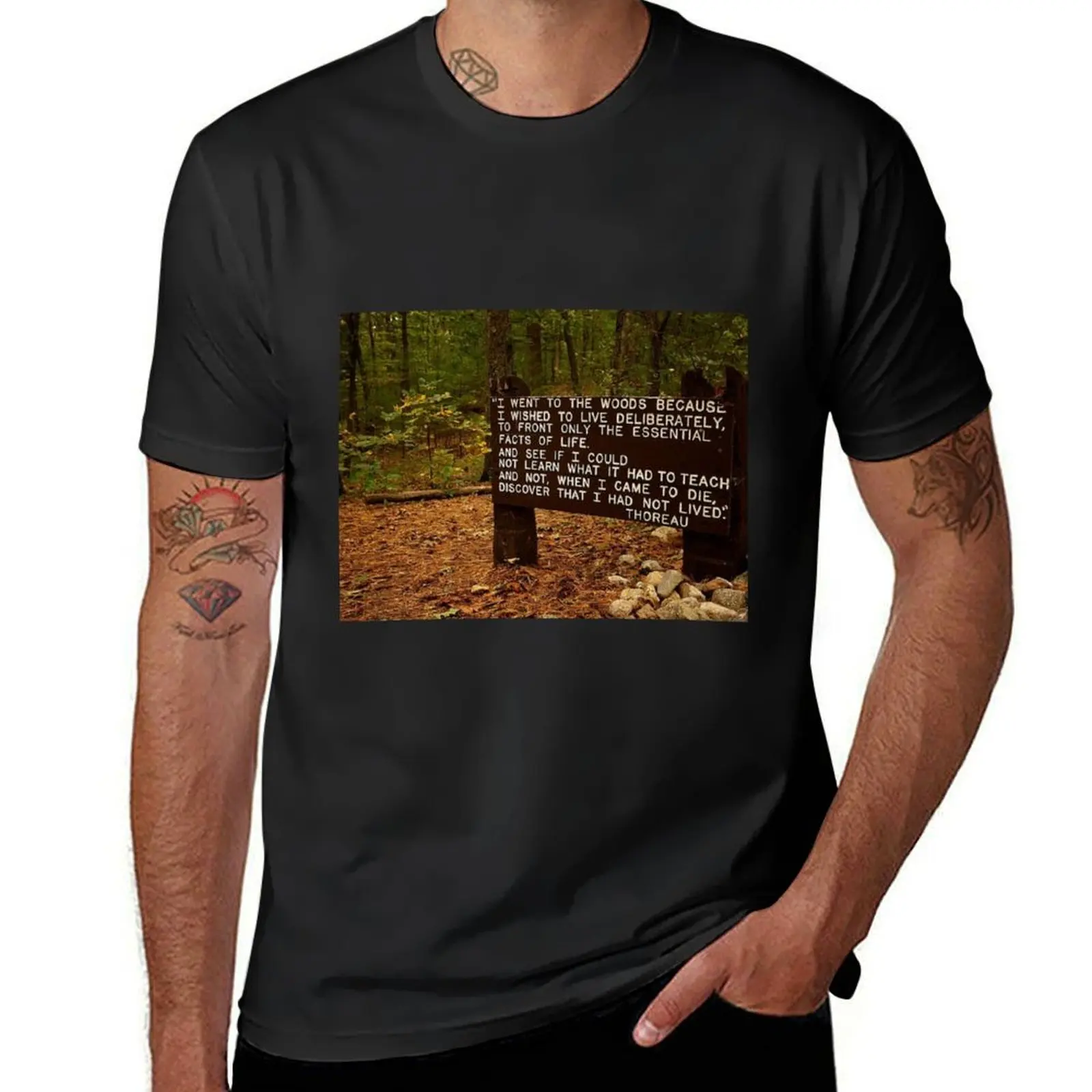 Thoreau in the woods T-Shirt summer clothes funnys blanks kawaii clothes mens graphic t-shirts funny