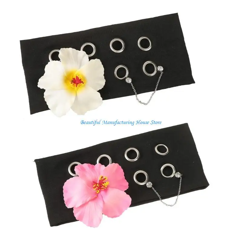 

E56A Edgy Rhinestones Studded Hair Band Soft Flower Decors Headpiece For Daily Wear Concerts And Special Event