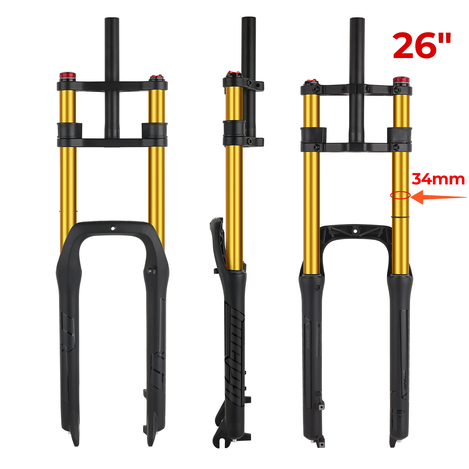 BOLANY Dubbele Schouder Sneeuw Voorvork 20*4.0 inch/26*4.0 inch MTB Vork 130mm Reizen Luchttoevoer Fiets Vork E-bike Vork