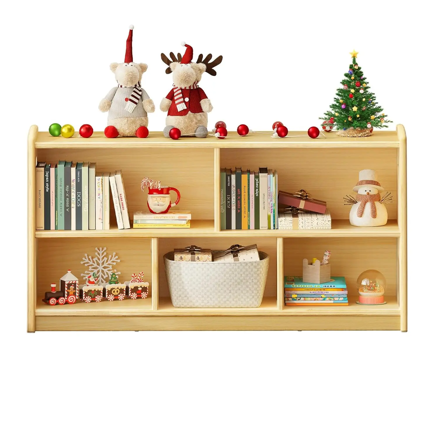 

Двухуровневый деревянный шкаф Монтессори для детей, стеллажи для книг и игрушек в детской комнате, органайзеры для хранения, небольшая книжная полка, на заказ