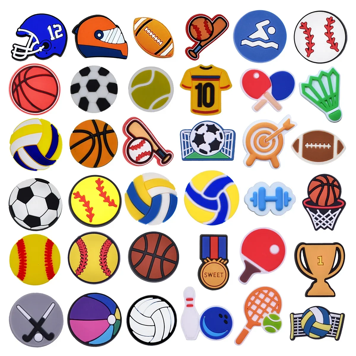 2 pièces PVC ballon de football série basket-ball baseball pingpon chaussure boucle breloques accessoires décorations pour sandales sabots bracelets