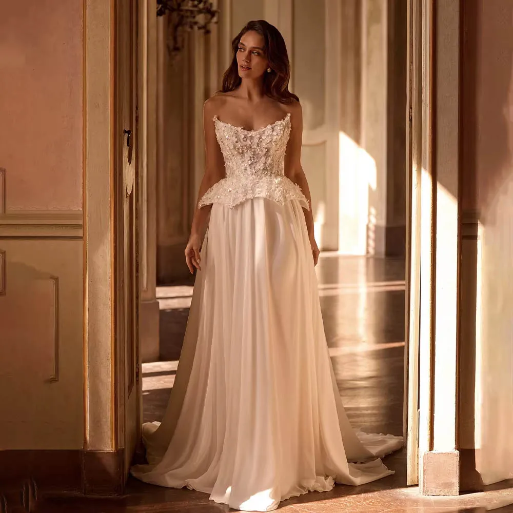 ชุดแต่งงานผู้หญิงแบบวินเทจ สายเดี่ยว ไม่มีแขน ทรงเอ ชุดเจ้าสาวเซ็กซี่ ชุดราตรีงานเลี้ยง ชุดแต่งงานปี 2024