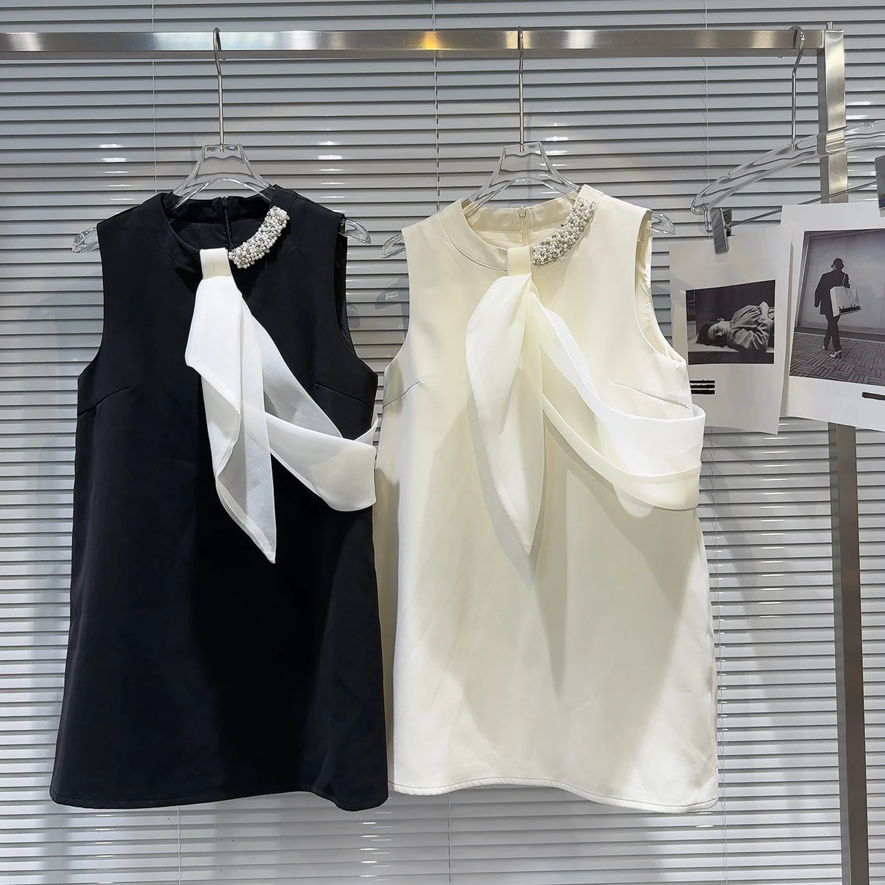 صيف 2025 لؤلؤة جديدة مزينة بتصميم Sa Ele Lady Dr Fraance Sle Celebri A-Line Midi Dr بدون Sves #1