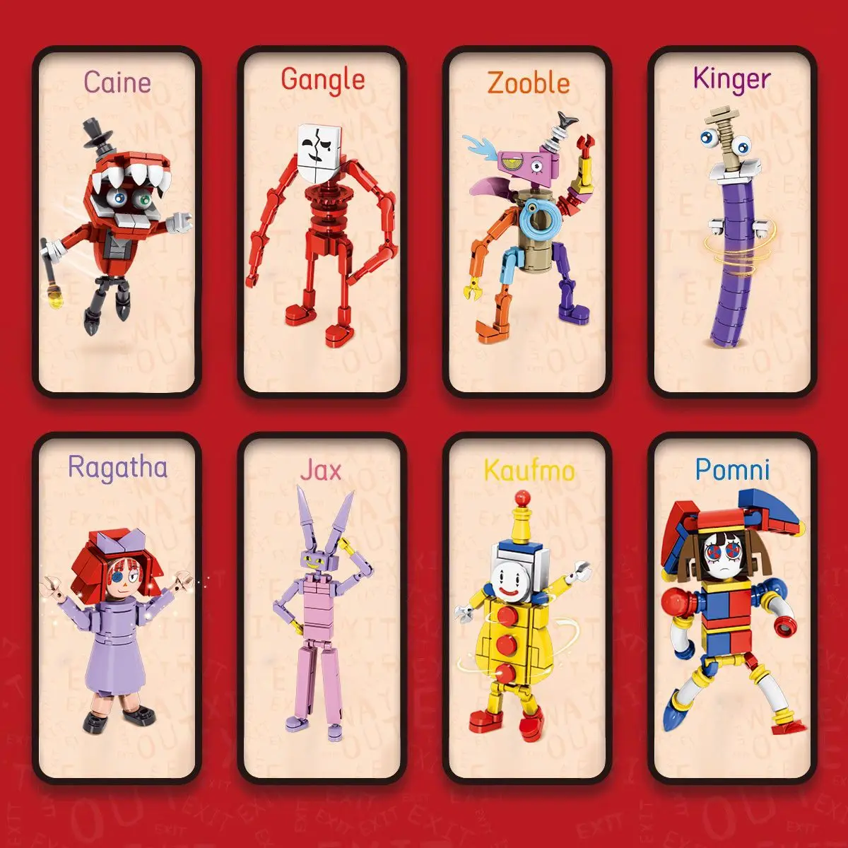 Set da 8 pezzi di bambole clown MOC del circo digitale magico per ragazzi da assemblare blocchi di puzzle come regalo