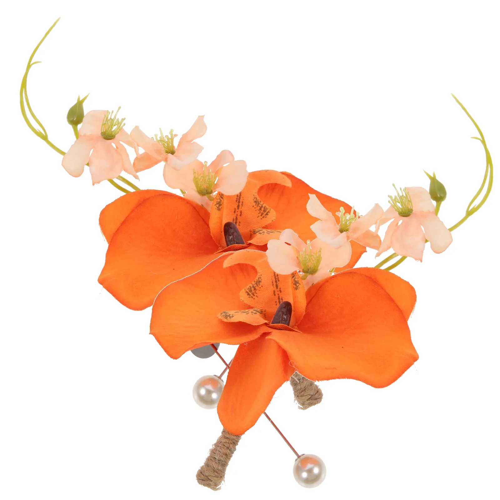 2Pcs Wedding Boutonniere Artificial Floral Pins for Bride Groom Corsages Suit Decoration Wedding Party Accessories