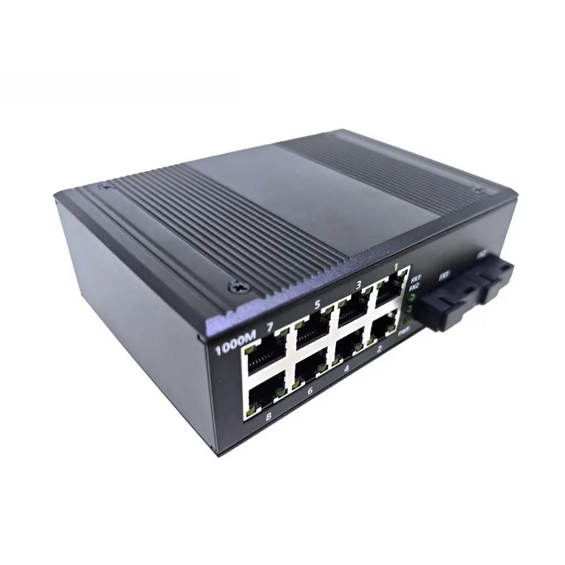 Industrial Gigabit Fiber Transceiver 2Fiber 8Port Ethernet Switch Media Converter With POE Power Supply