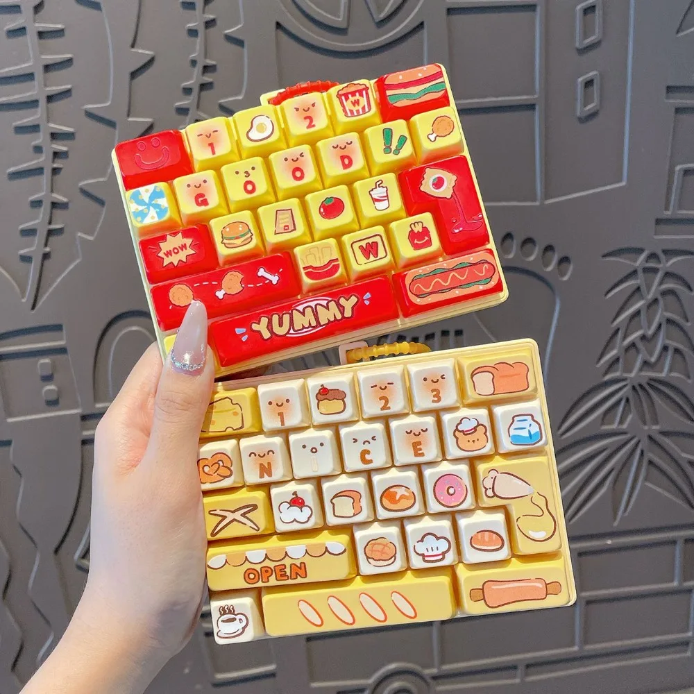 Food Burger Hot Dog Stress ReliefKnock Stress Relief 26Key Keyboard Keychain Pendant Couple Bag Charm Toy Cosplay Vocaloid Anime view 5