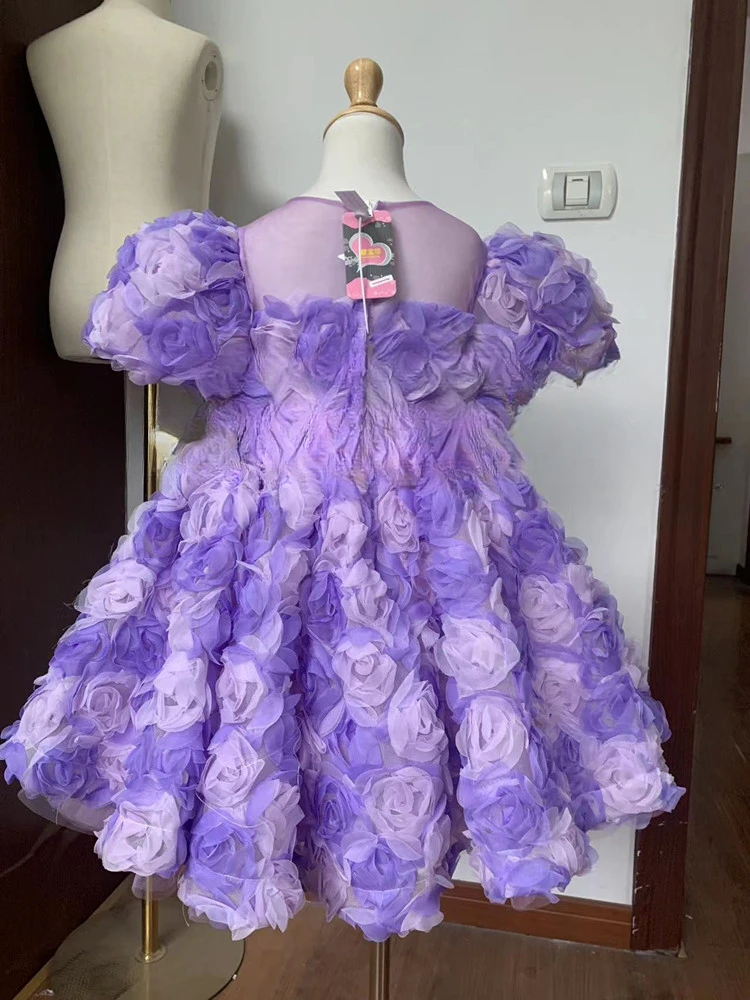 Baby Spanish Lolita Princess Ball Gown Floral Puff Sleeve Design Birthday Baptism Party Easter Eid Dresses For Girls A2711