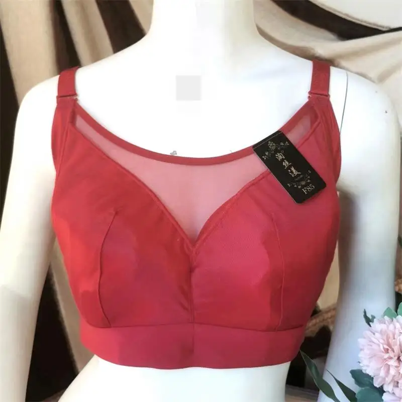 B C D E F 34 36 38 Red Large Size Lingerie For Women Thin Stick On Bra Full Cover Cup Bra Women's Brasier Mujer Black Bralette