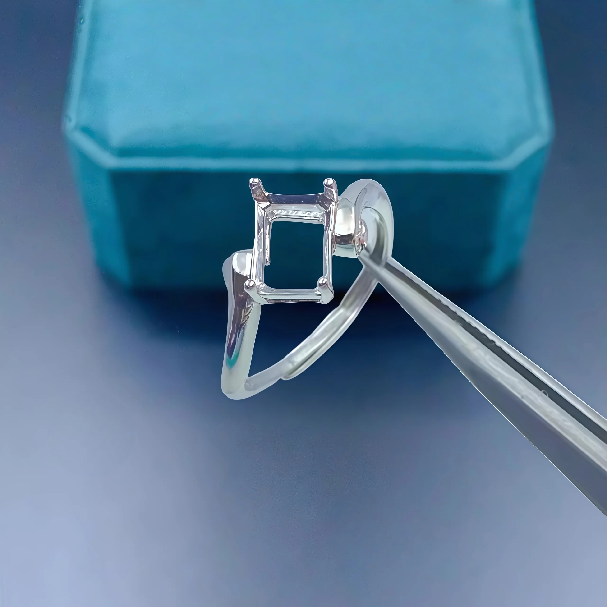 

Setting 4*6/5*7/6*8mm Square Stone Fashion DIY Empty Ring Holder S925 Sterling Silver Fine Weddings Charm Jewelry for Woman