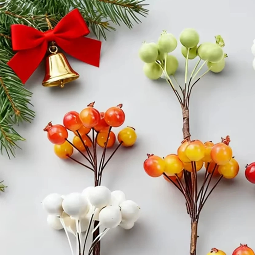 

10pcs Artificial Flowers Pomegranate Diy Gift Candy Box Christmas Festival Party Home Room Decor Wedding Bouquets Hairpin Brooch