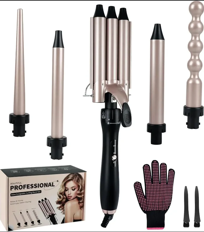 

5 in 1 Curling Iron Full Set PTC Fast Heat up Hair Curler With Interchangeable Barrel for Beauty Salon Professional Hair Styler