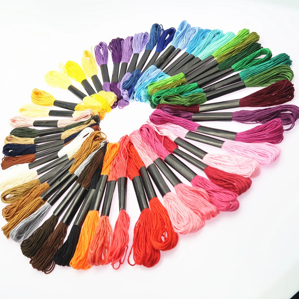 

50 Assorted Colors Cross Stitch Kit Full Embroidery DIY Needlework Tools Floss Bobbins Number Stickers Family Craft