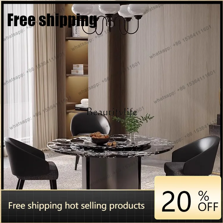 HJ Italian minimalist round dining table household light luxury modern minimalist high-end round table