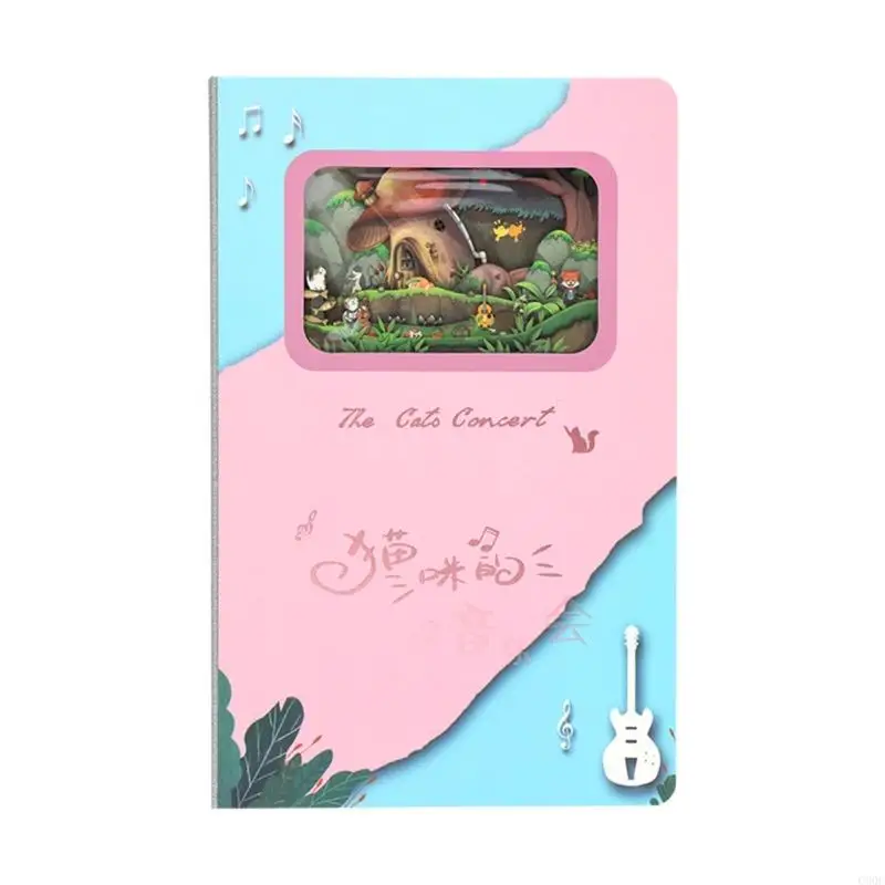 

C90C Novelty Cats Music Concert Notebook Journal 120 Pages Gridded Notepads Sketchbook for Student Noting Writing Journaling