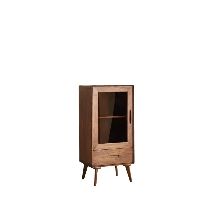 North American black walnut wine cabinet, Nordic simplicity, living room solid wood side cabinet against the wall