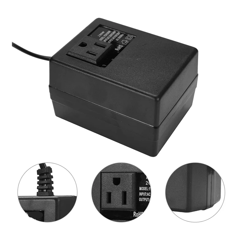 200W Steps Down Power Voltage Converter Transformer 220V/240V to 110V/120V, Intelligent Efficient Adapter US Plug-A20R