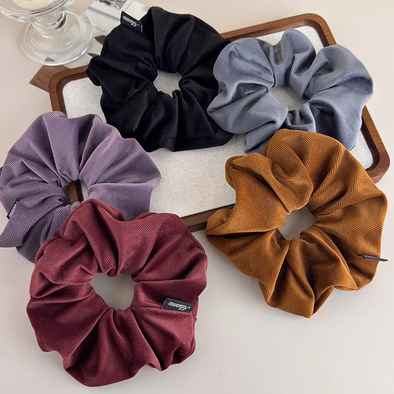 Autumn Winter Retro Textured Twill Velvet Hair Scrunchies Headbands Women Temperament  Hair Rope Female Ponytail Tie Rubber Band