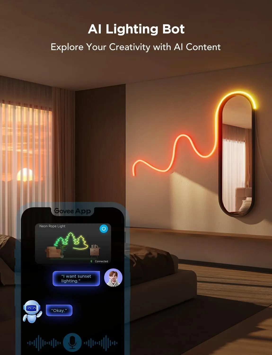 Smart Neon Rope Lights with RGBIC Effects, Works with Alexa & Google Assistant, 32.8ft for Home Decor