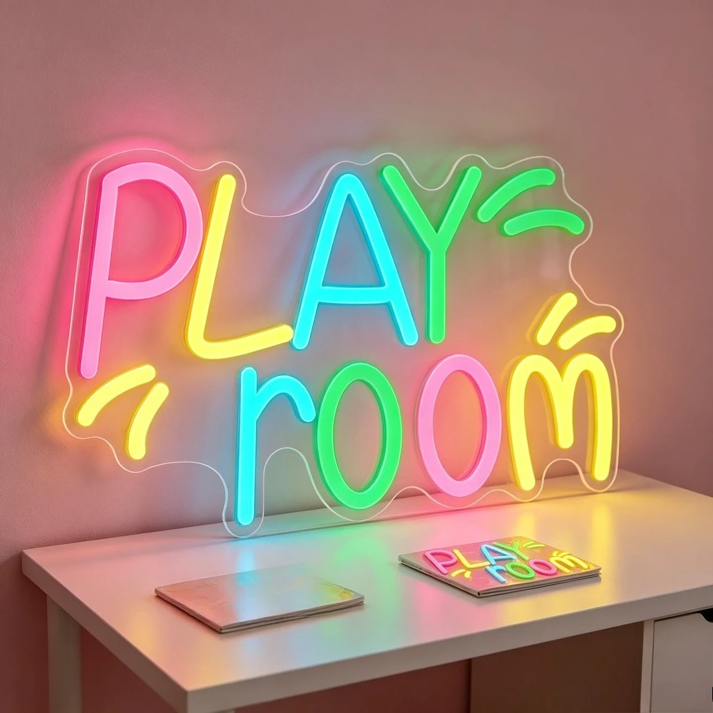 

Play Room Neon Sign LED Night Light with Letters Kids Room Playroom Decor Toy Store Game Zone USB Wall Art Birthday Gift