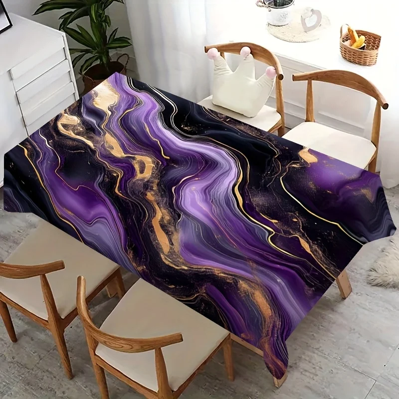 One tablecloth, luxurious purple and gold marble pattern - high-end home decoration, square shapezyc