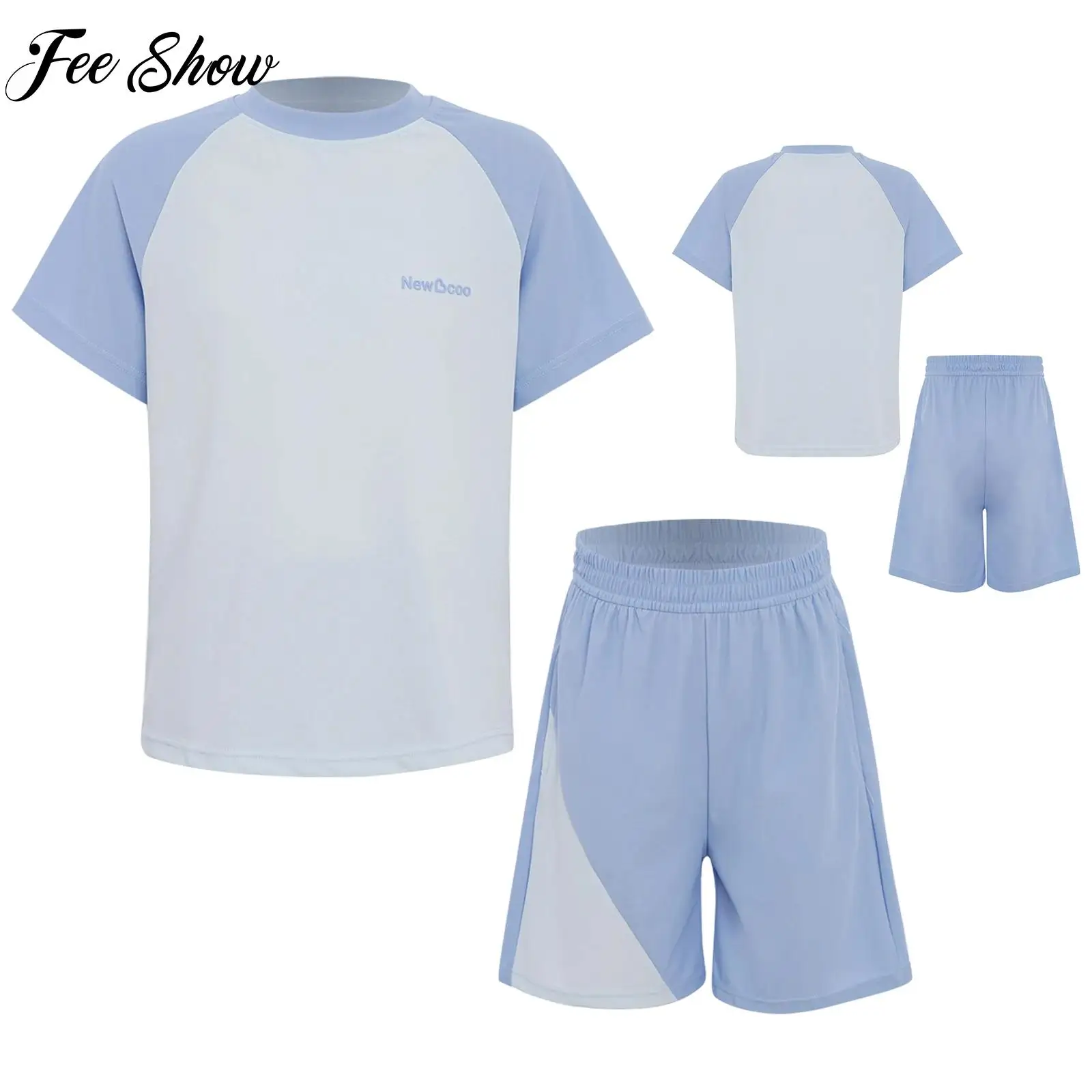 

Children's Sports Suit Boys Girls Short Sleeve T-shirt Shorts Sets Kids Breathable Quick-Drying Tracksuit Sportswear Active Wear