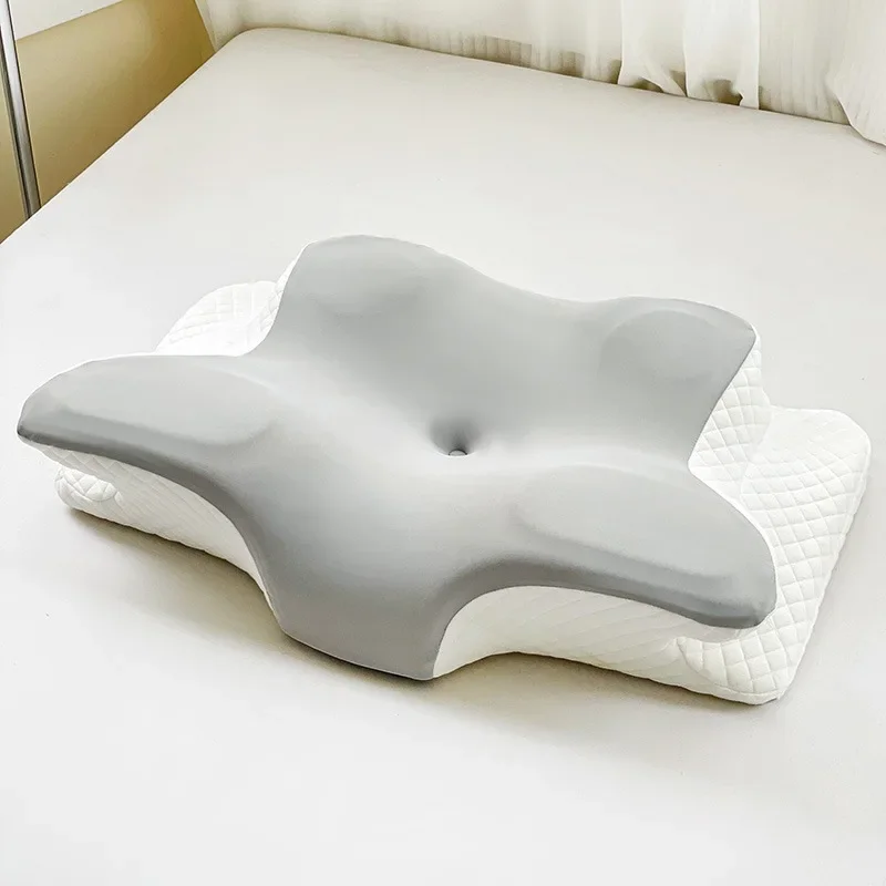 

Bull horn butterfly shaped slow rebound memory cotton pillow helps sleep and protects cervical spine with zero pressure