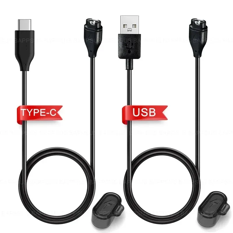 كابل شحن USB C للغارمين Fenix 8 7 5X 6S Pro Type C سلك شاحن سريع لـ Garmin Fenix سدادات الغبار ملحقات الساعة الذكية