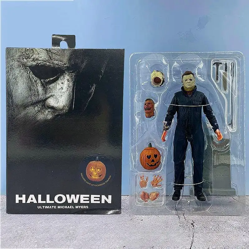 Classic US Movie Halloween Michael Myers Action Figure Model NECA Halloween Moonlight Panic Hand Made Pumpkin Skeleton Miles Joi