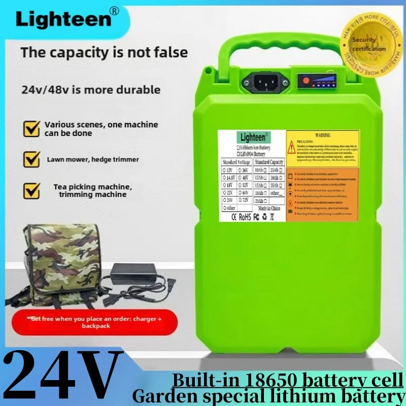 The new 24v10Ah/15Ah/20Ah portable lithium-ion garden mower battery is suitable for a variety of hedge electric garden tools