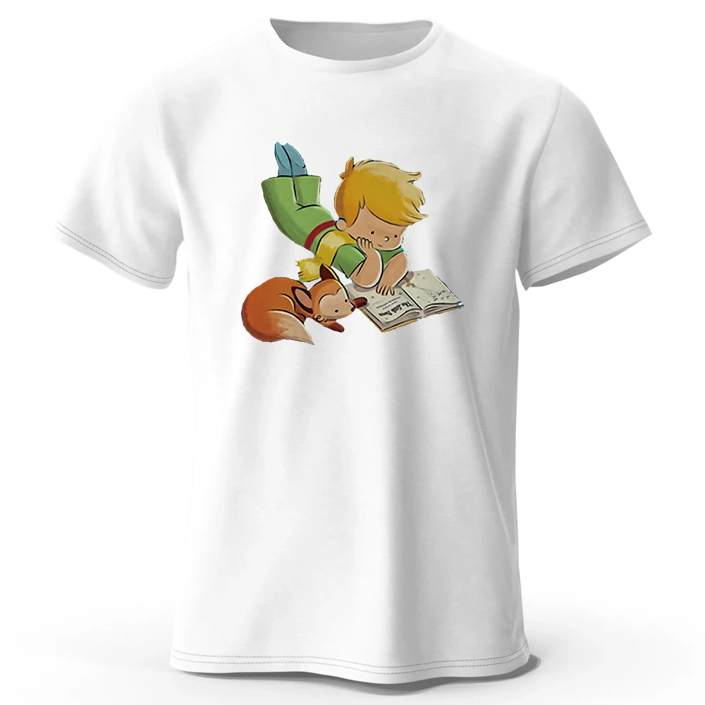 Little Prince Print Cartoon T-Shirt Graphic Men T Shirt Little Prince Graphic Tee Shirts for Men O-Neck Short Sleeve