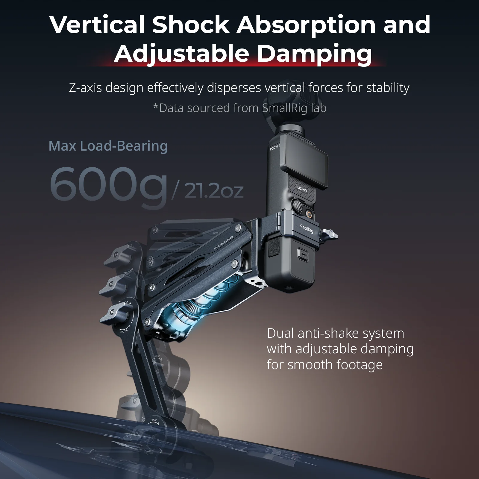 Smallrig mini braço amortecedor ventosa a vácuo de 4 polegadas, para dji osmo pocket 3/para gopro hero13/para insta360 x4-5123