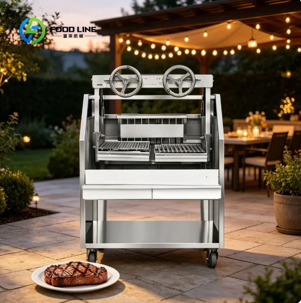 Double-wheel Lifting Charcoal Grill, Large Environmentally Friendly Countertop High-temperature Grill, Restaurant Steak Grill