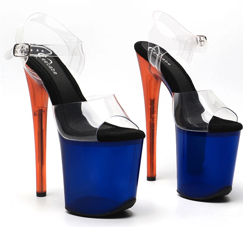Leecabe 20cm/ 8inches Clear PVC Upper Open Toe Fashion Transparent Platform High Heel Stripper Heel Pole Dance Sandals Shoes