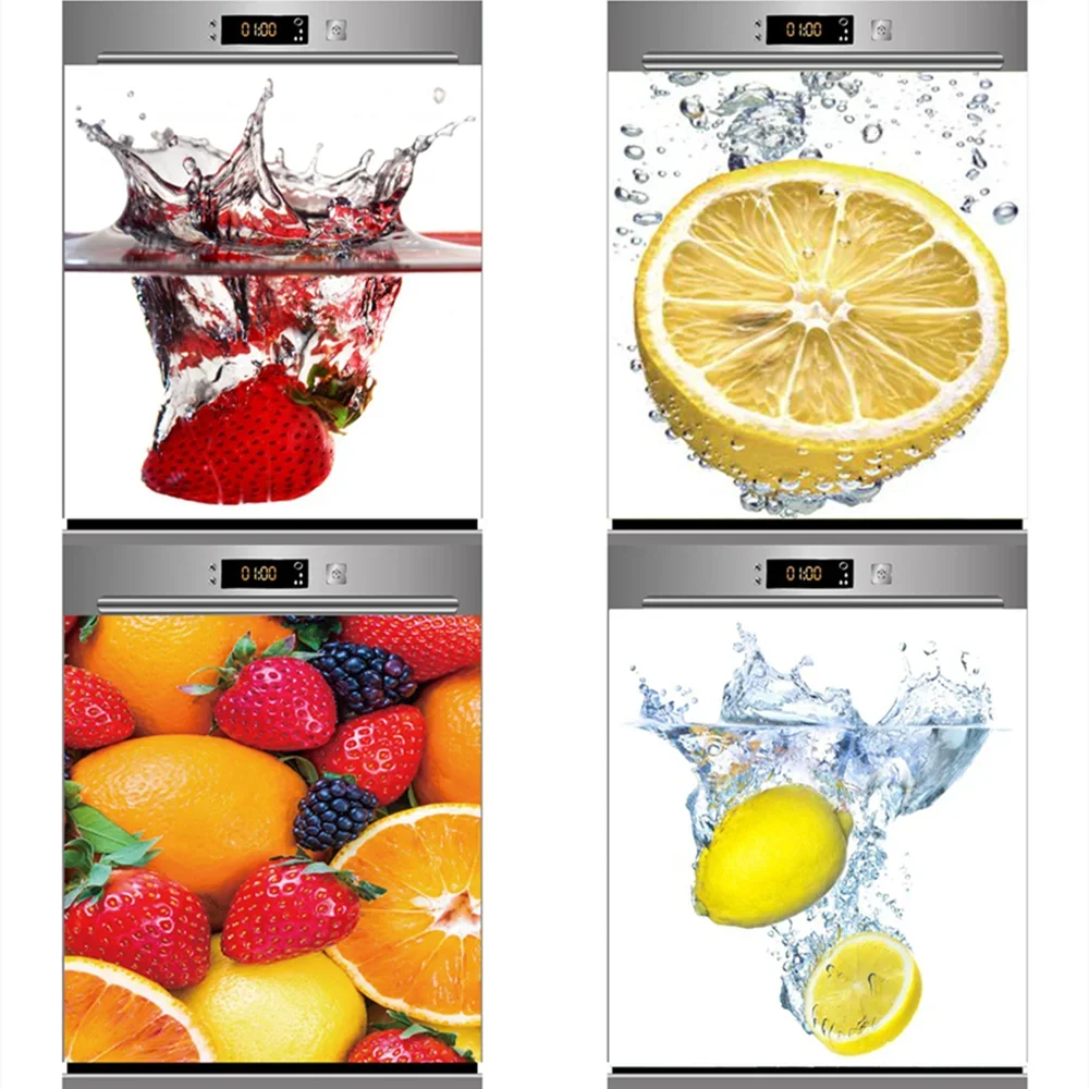 Fruit 3D Dishwasher Refrigerator Freeze Sticker Kid's Art Fridge Door Cover Wallpaper Waterproof Self-adhesive Custom Pattern