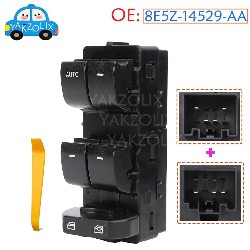 8E5Z-14529-AA For Ford Crown Victoria  F-250 F-350 F-450 F-550 Fusion Lincoln MKZ Front Left Electric Power Master Window Switch