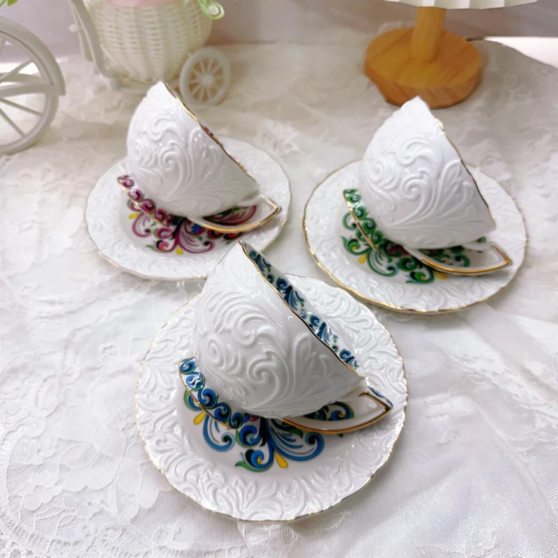 2025 European-Style Ceramic Coffee Cups High-Aesthetic Relief Mug For Home Afternoon Tea Carved Cup With A Sophisticated Feel