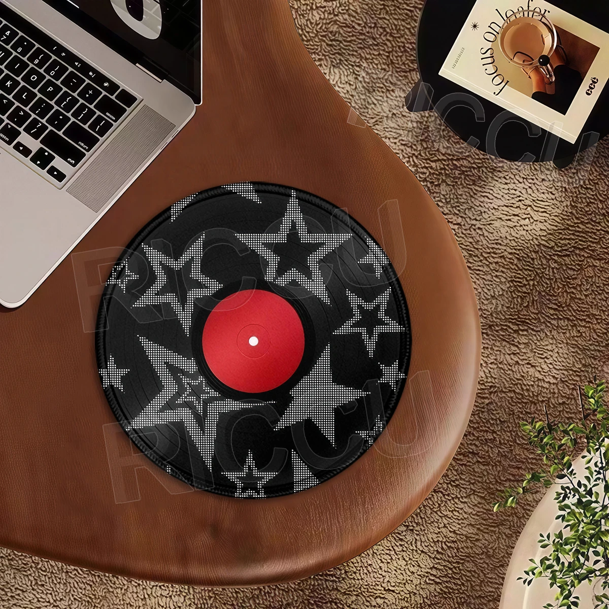 Vintage Vinyl Record Design Mouse Pad Rubber Non-Slip Washable Mousemat for Home Office Gaming Desk Accessories Laptop Round Mat